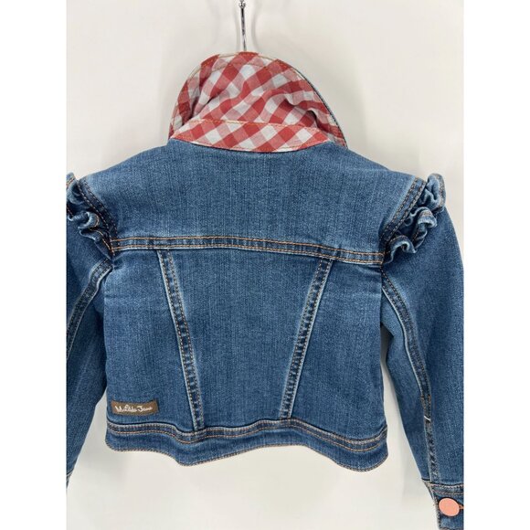 Matilda Jane Girls Size 2 Ruffled Gingham Denim Jacket Boho Whimsical - Picture 2 of 13